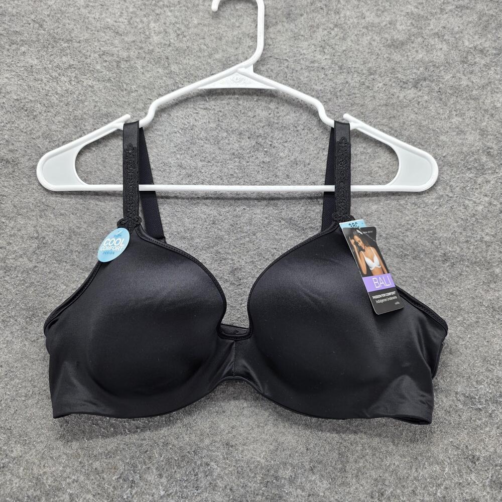 Bali Bra Womens 38C Black T-Shirt Underwire Molded Passion For Comfort Smooth